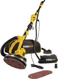 Power plus משייף קיר גבס טלסקופי 225 מ"מ 1050W +שק ו 6 אביזרים  POWX0479